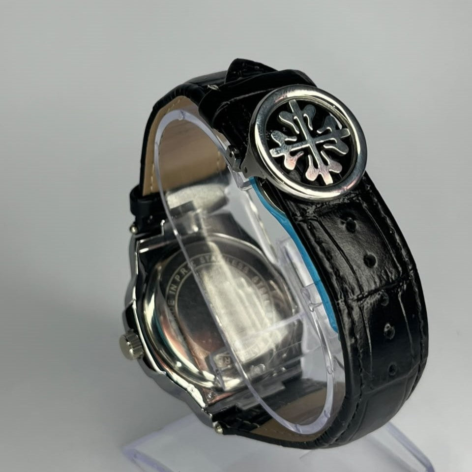 Patek Philippe Nautilus Edition Black Leather Strap Watch