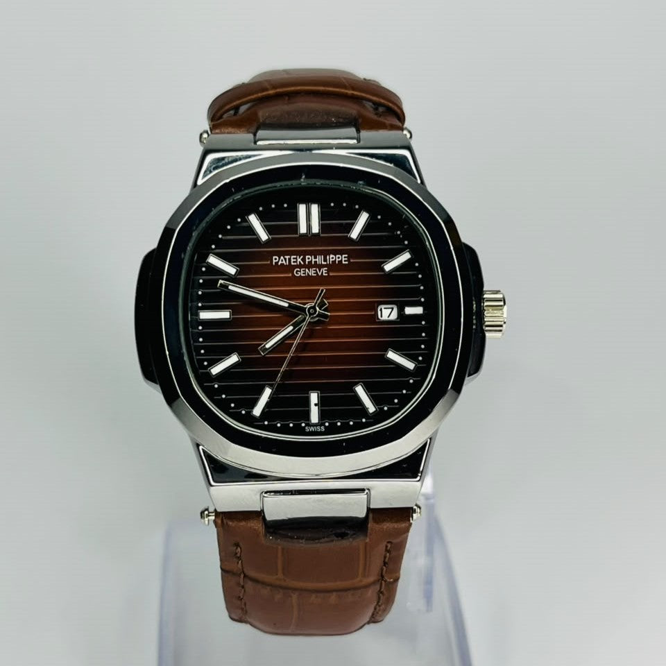 Patek Philippe Nautilus Edition Black Leather Strap Watch