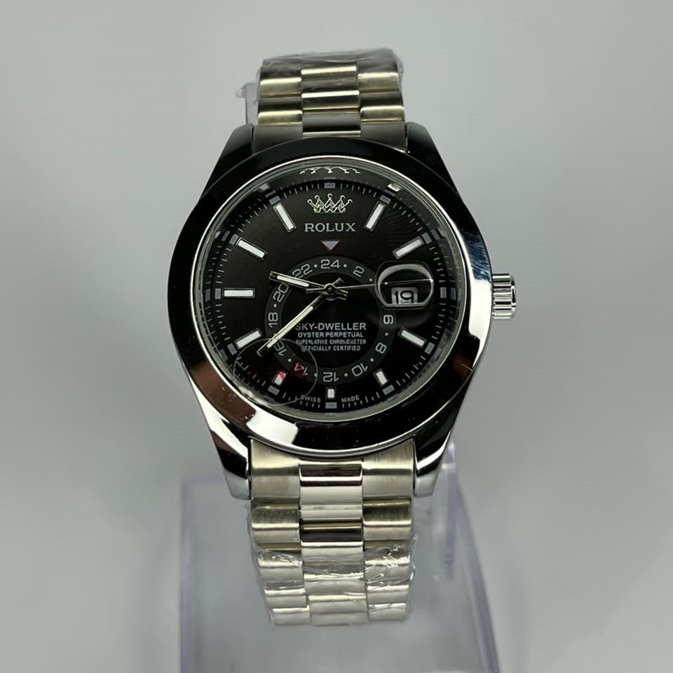 Rolux Sky-Dweller Edition Silver Metallic Chain Watch