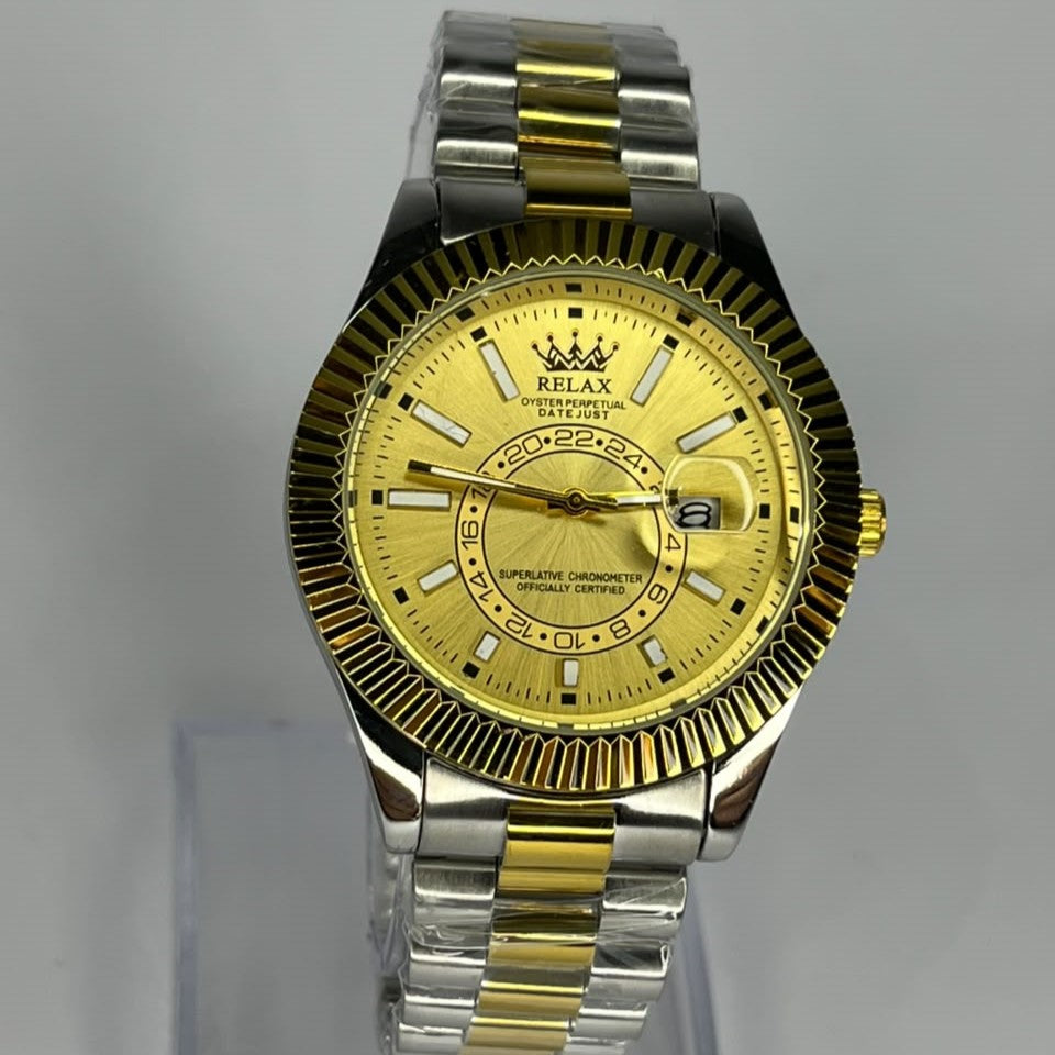 Rolux Sky-Dweller Edition Silver Metallic Chain Watch