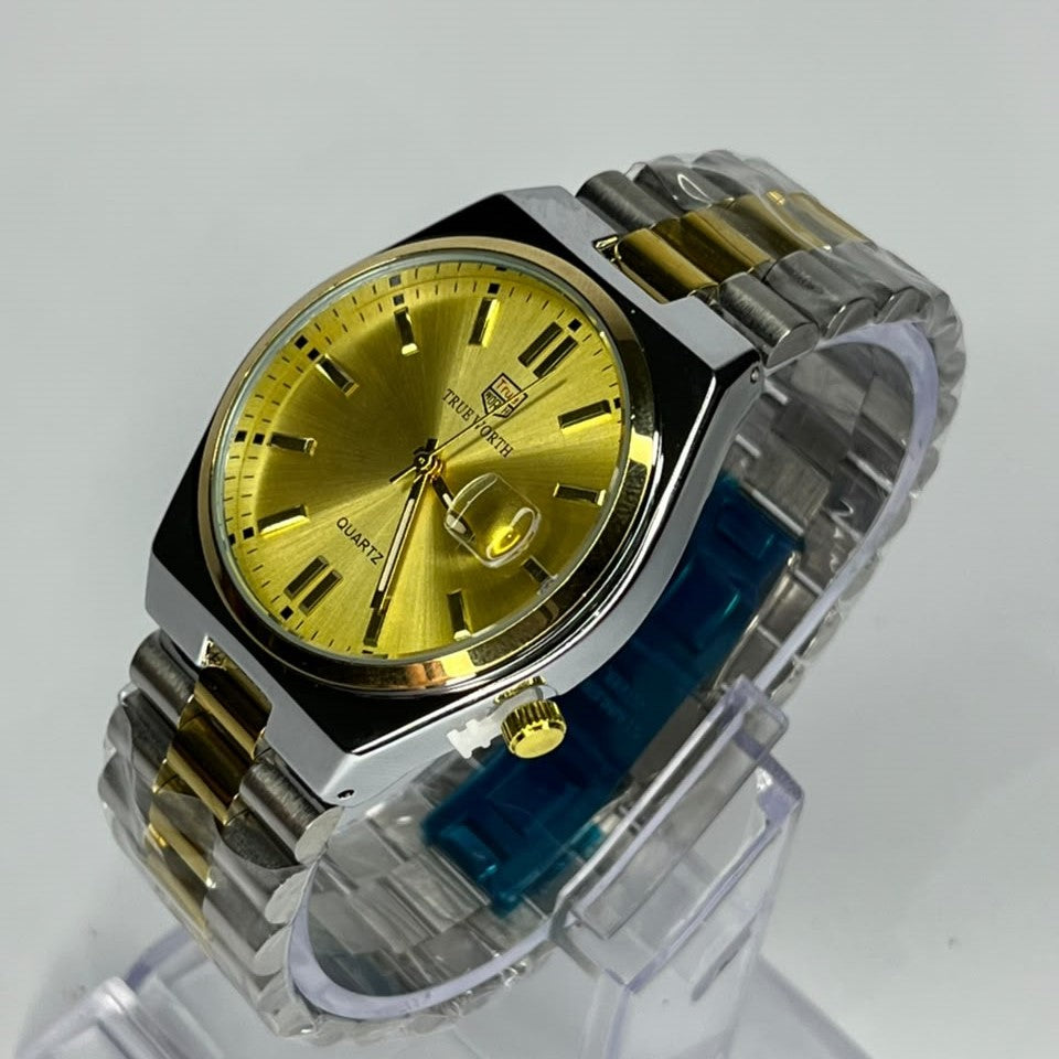 True Worth Luxury Two-Tone Chain Watch (Deep Blue Dial)