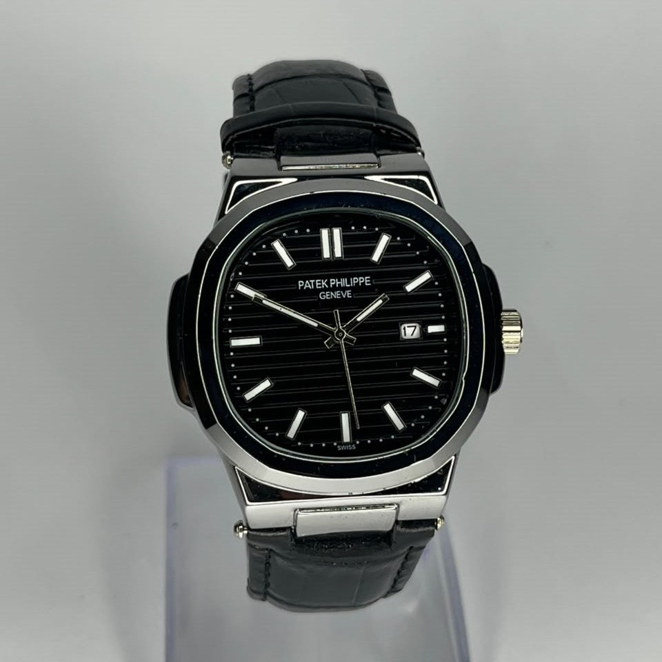 Patek Philippe Nautilus Edition Black Leather Strap Watch