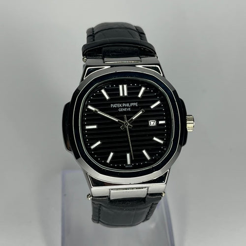 Patek Philippe Nautilus Edition Black Leather Strap Watch