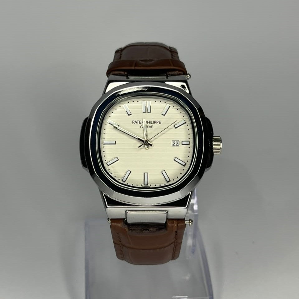 Patek Philippe Nautilus Edition Black Leather Strap Watch
